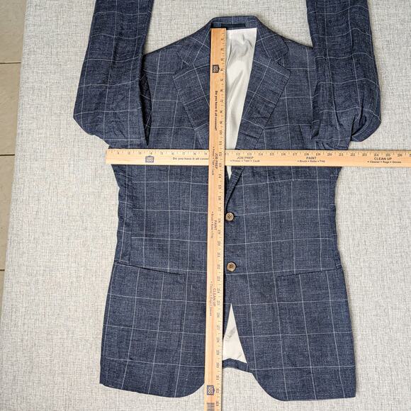 Suitsupply Men's Linen Blazer Jacket Blue windowpane size 42L - Picture 7 of 11